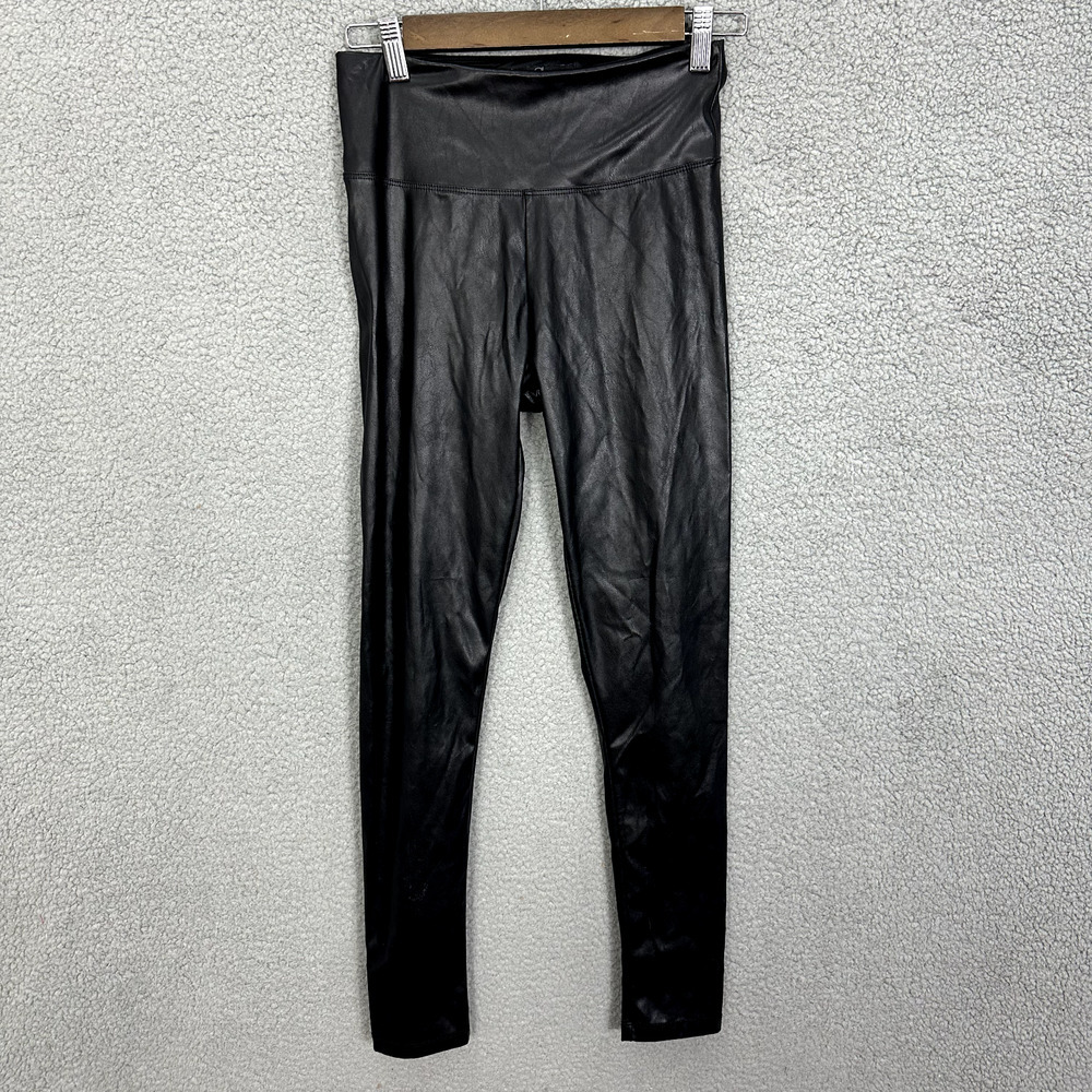 21 Saints Pants Womens Small Black Faux Vegan Leather Pull On Boho Moto Rocker